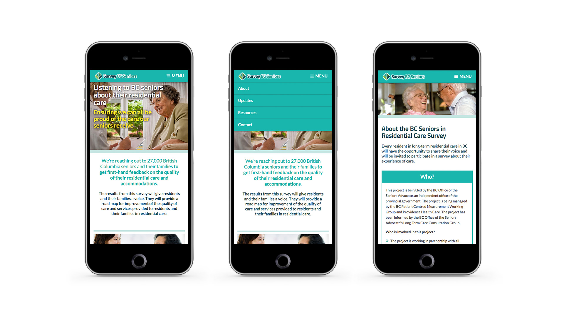 Survey BC Seniors mobile mockups