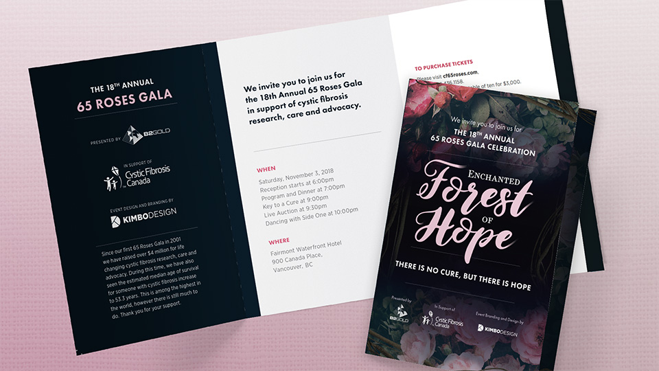 65 Roses Gala 2018 Event Branding - Invitation