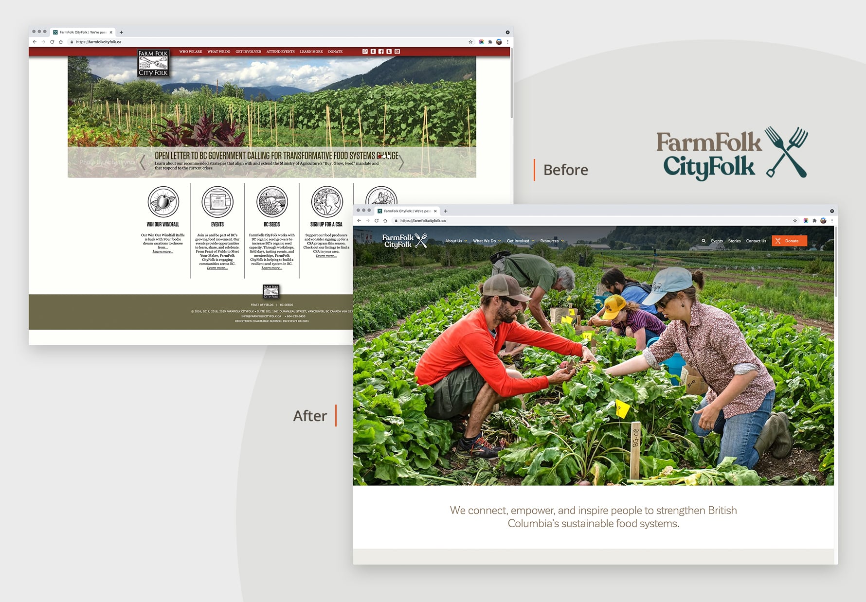 FarmFolk CityFolk websites - before & after