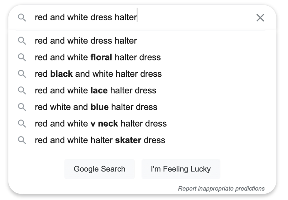 Using the search bar on Google and wrote red & white dress halter