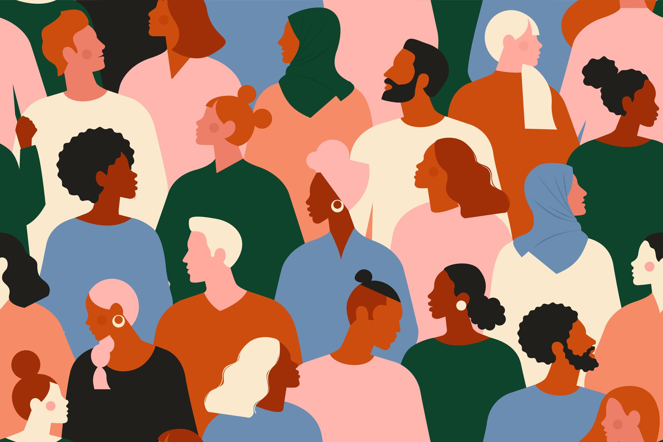 Illustration of diverse group of people